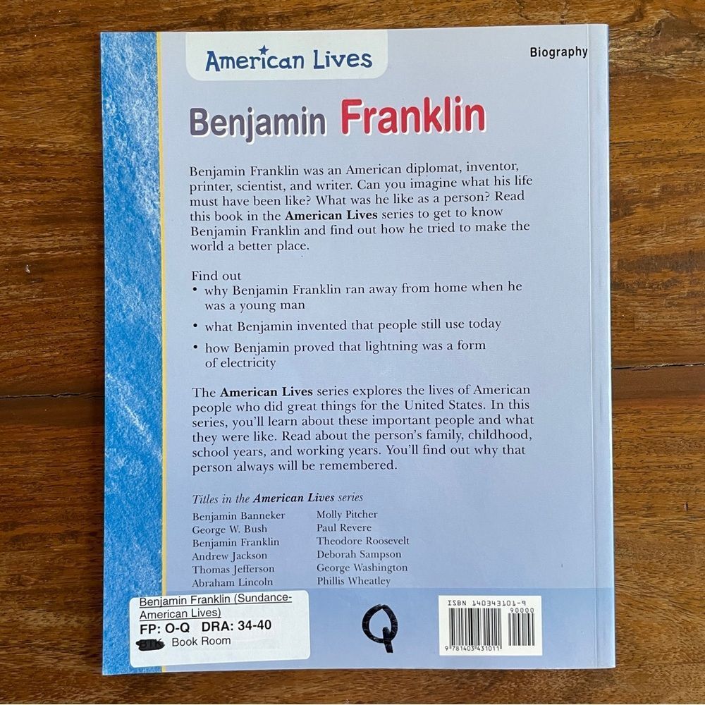 Benjamin Franklin Book American Lives Early Readers History Founding Fathers - Picture 2 of 6